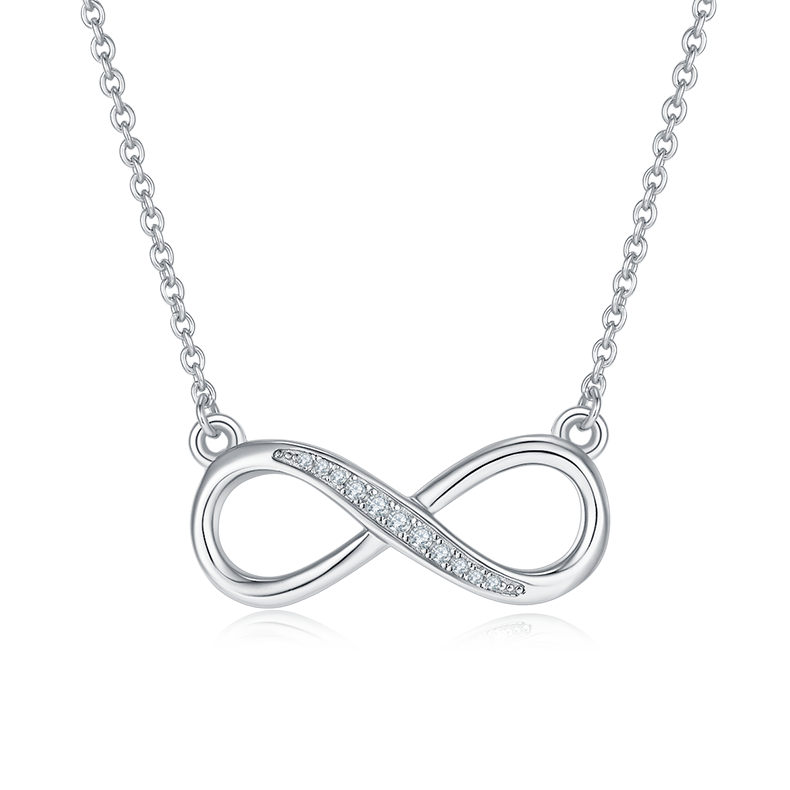Collier Infini Moissanites Argent Massif Rhodié