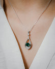 Collier Mira Emeraude de synthèse et Moissanites en Argent Massif Rhodié