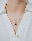 Collier Mira Saphir de synthèse et Moissanites Argent Massif Rhodié