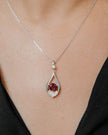 Collier Mira Rubis de synthèse et Moissanites Argent Massif Rhodié
