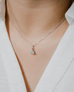 Collier Solitaire Moissanite Triangle Argent Massif Rhodié