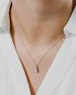 Collier Solitaire Moissanite Goutte Argent Massif Rhodié
