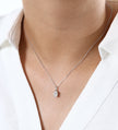 Collier Solitaire Moissanite Ovale Argent Massif Rhodié