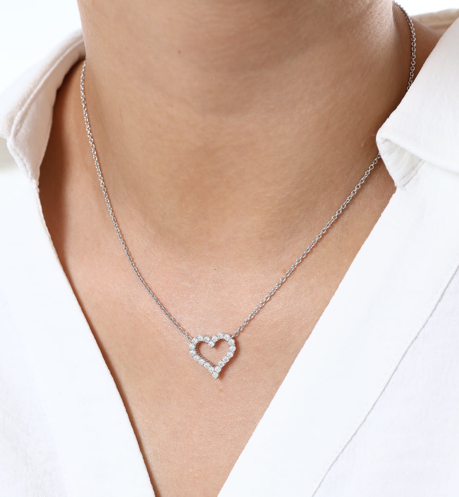 Collier Cœur Iana Moissanites en Argent Massif Rhodié