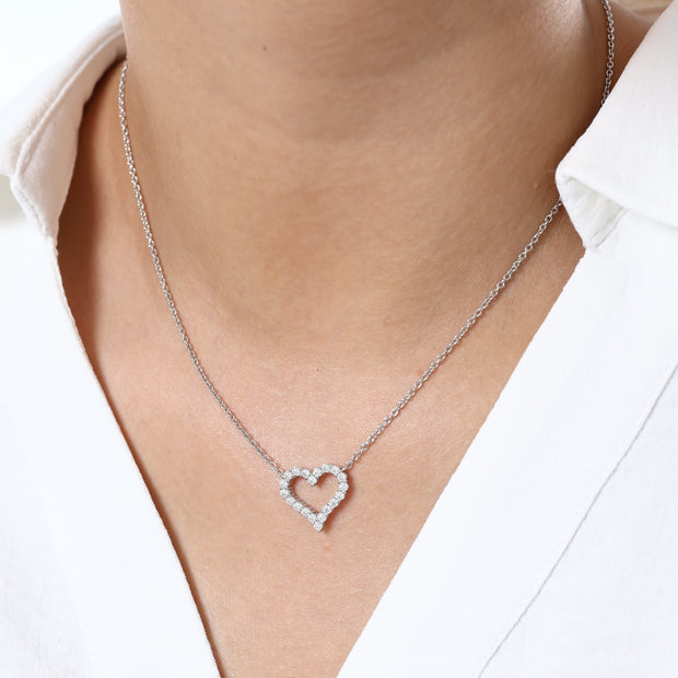 Collier Cœur Iana Moissanites en Argent Massif Rhodié