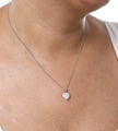 Collier Cœur Serti Moissanites Argent Massif Rhodié