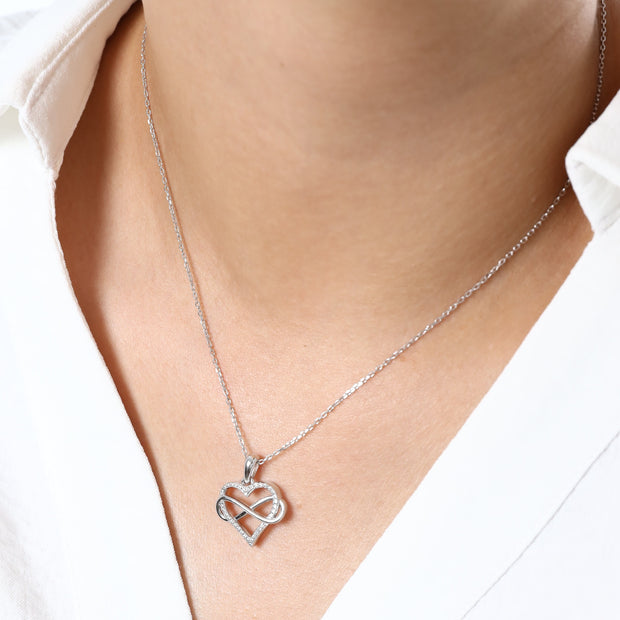 Collier Cœur Infini Moissanites Argent Massif Rhodié