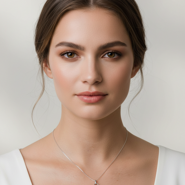 Collier Cœur Scellé Moissanites Argent Massif Rhodié