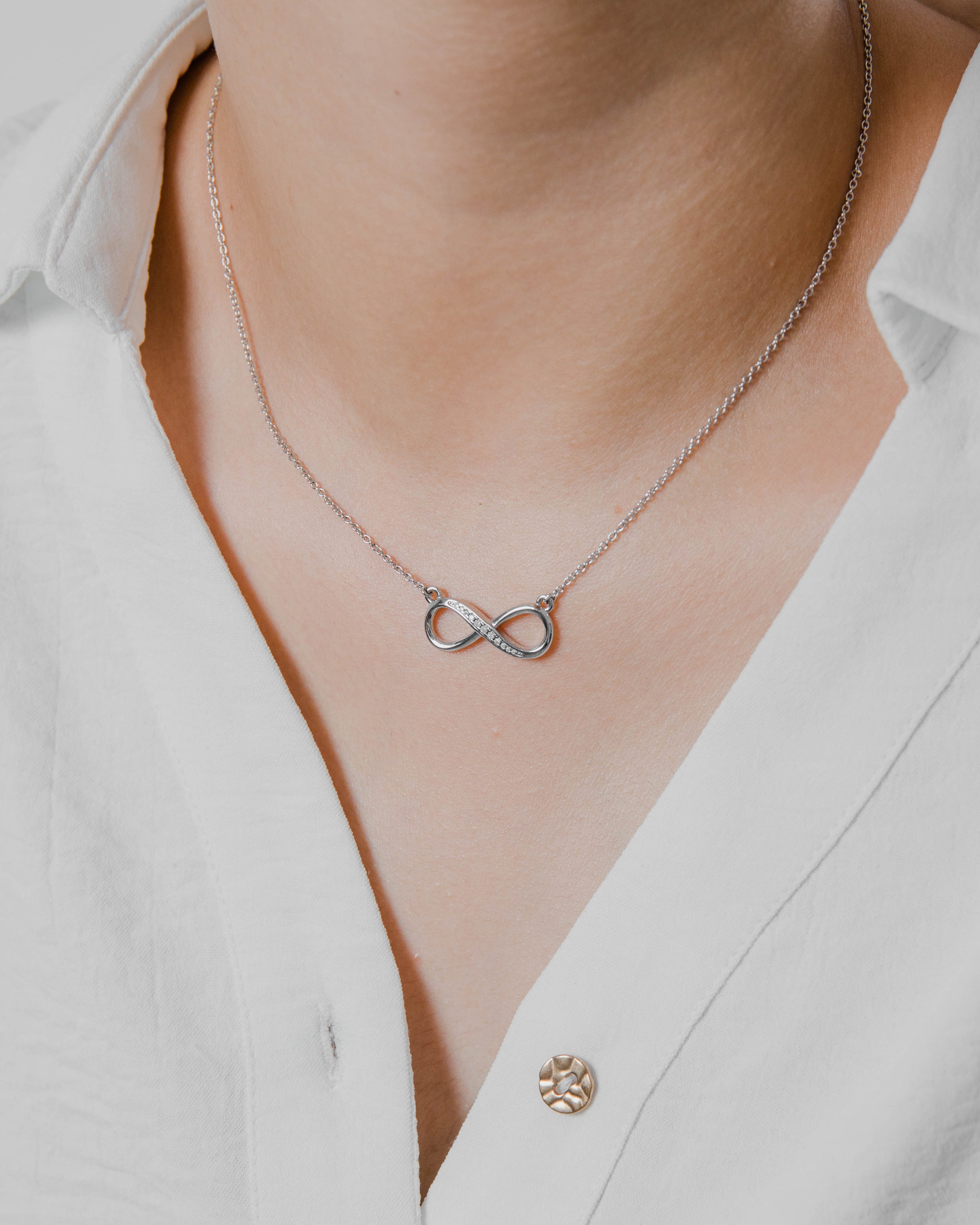 Collier Infini Moissanites Argent Massif Rhodié