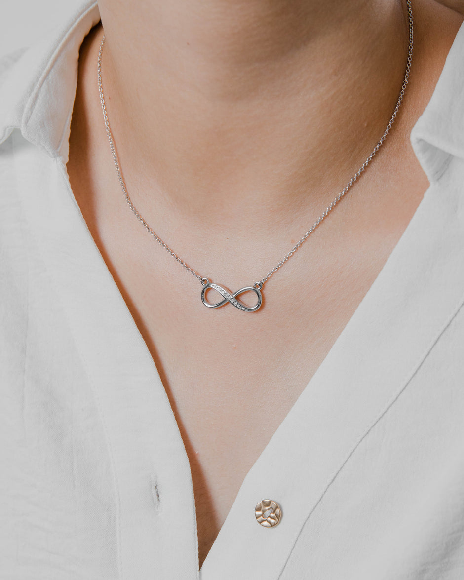 Collier Infini Moissanites Argent Massif Rhodié