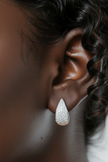 Boucles d'oreilles Créoles Gouttes Moissanites Argent Massif Rhodié