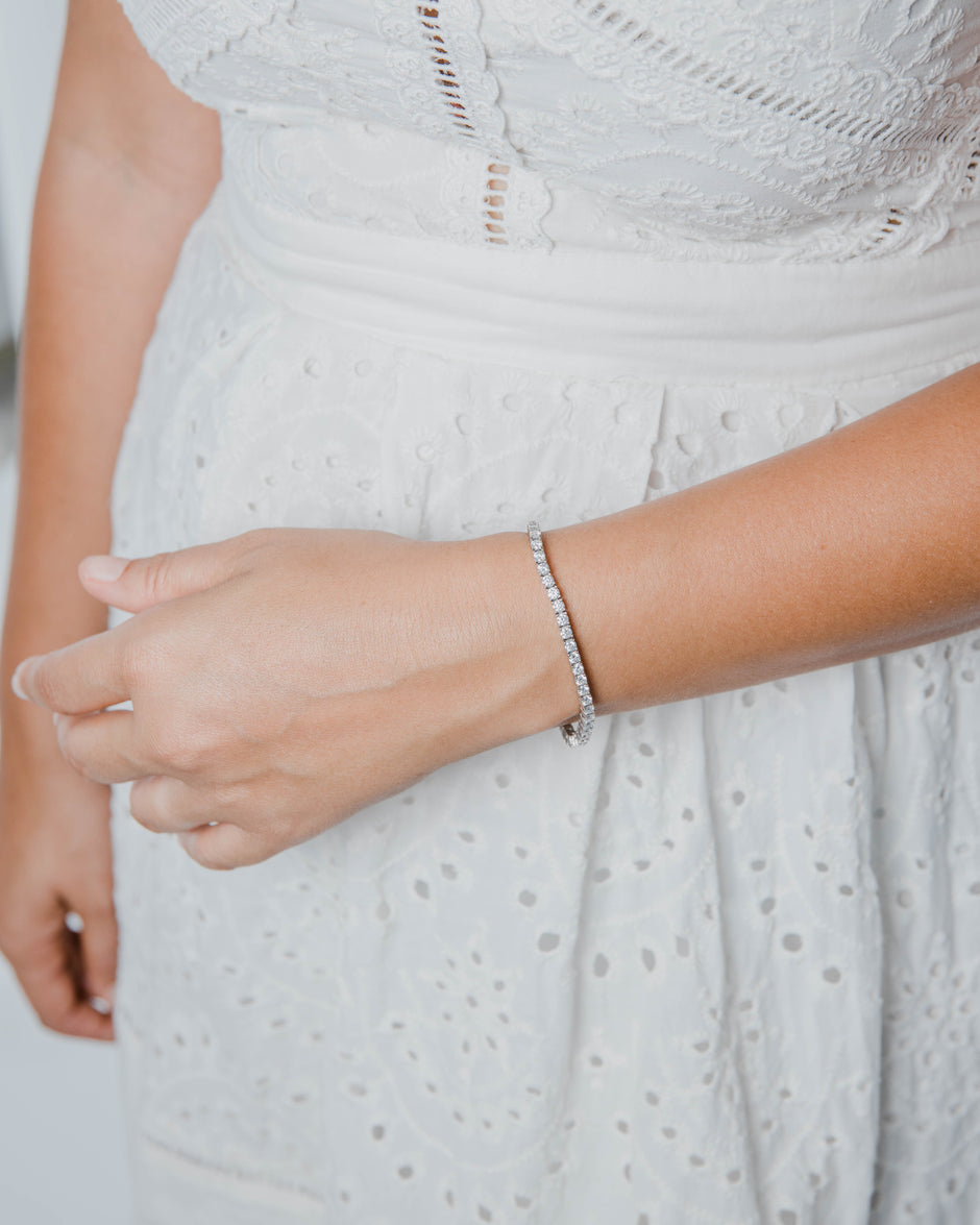 Bracelet Rivière Moissanites Argent Massif Rhodié