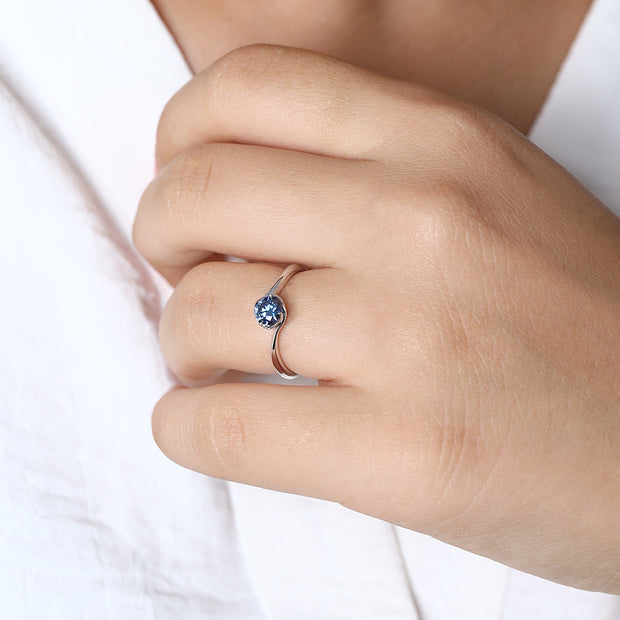 Bague Stella Moissanite Argent Massif Rhodié