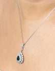 Collier Alissa Emeraude de synthèse et Moissanites Argent Massif Rhodié