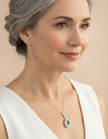 Collier Alissa Emeraude de synthèse et Moissanites Argent Massif Rhodié