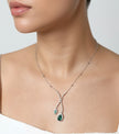 Collier Jasmine Emeraude de synthèse et Moissanites Argent Massif Rhodié