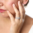 Bague double zigzag Moissanites Argent Massif Rhodié