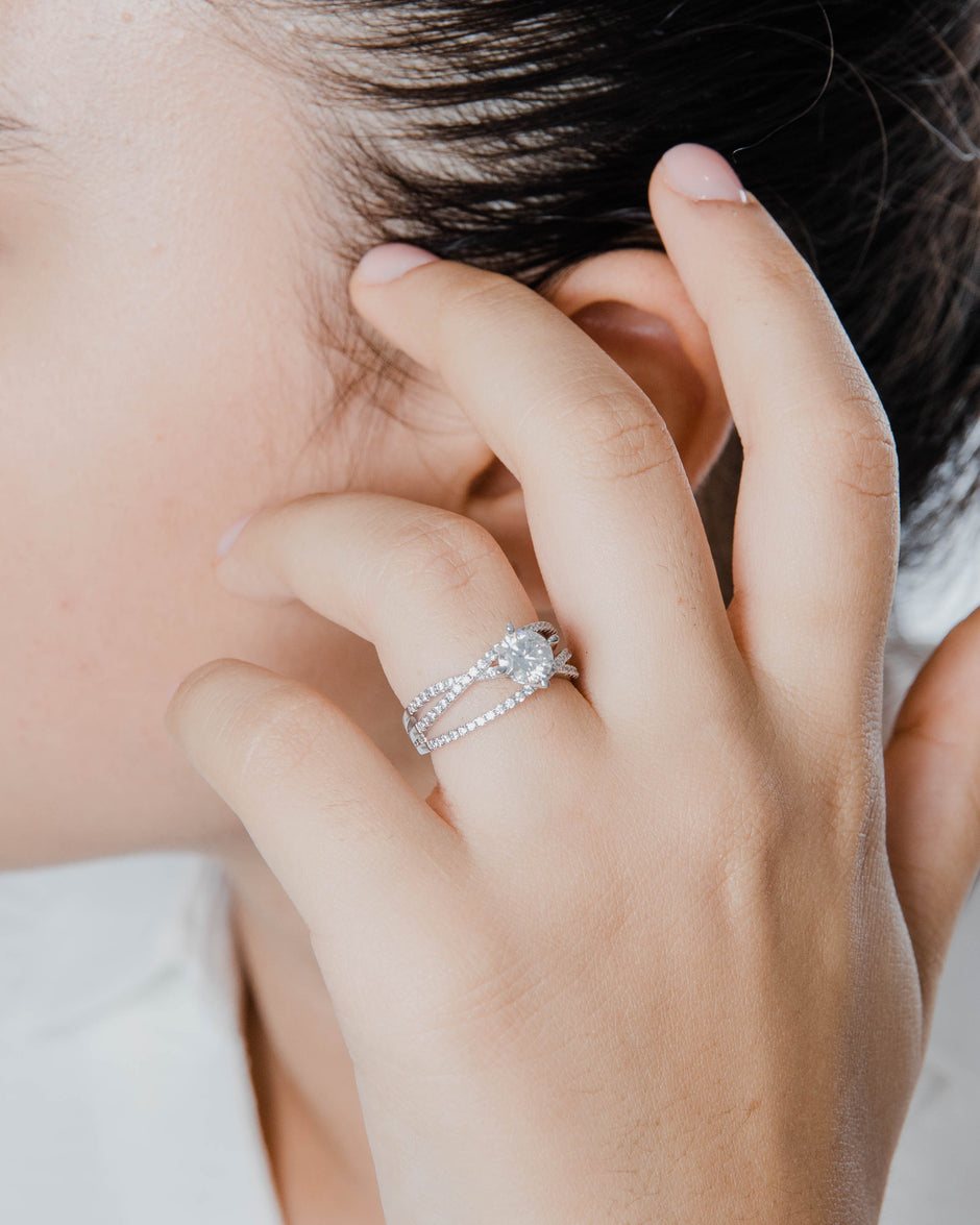 Bague Lumina Moissanite Argent Massif Rhodié