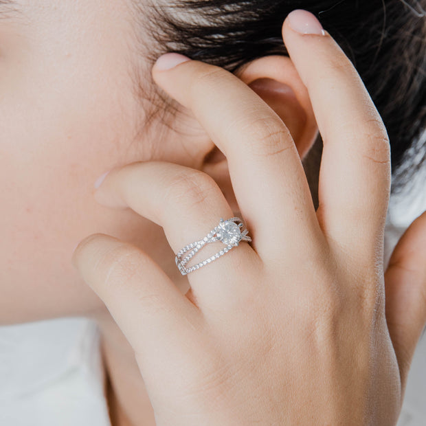 Bague Lumina Moissanite Argent Massif Rhodié