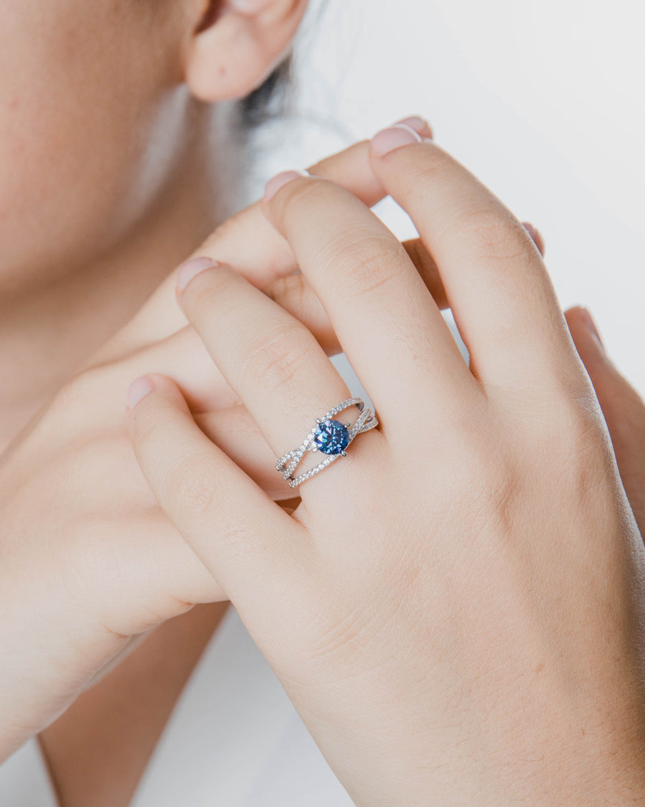 Bague Lumina Moissanite Argent Massif Rhodié