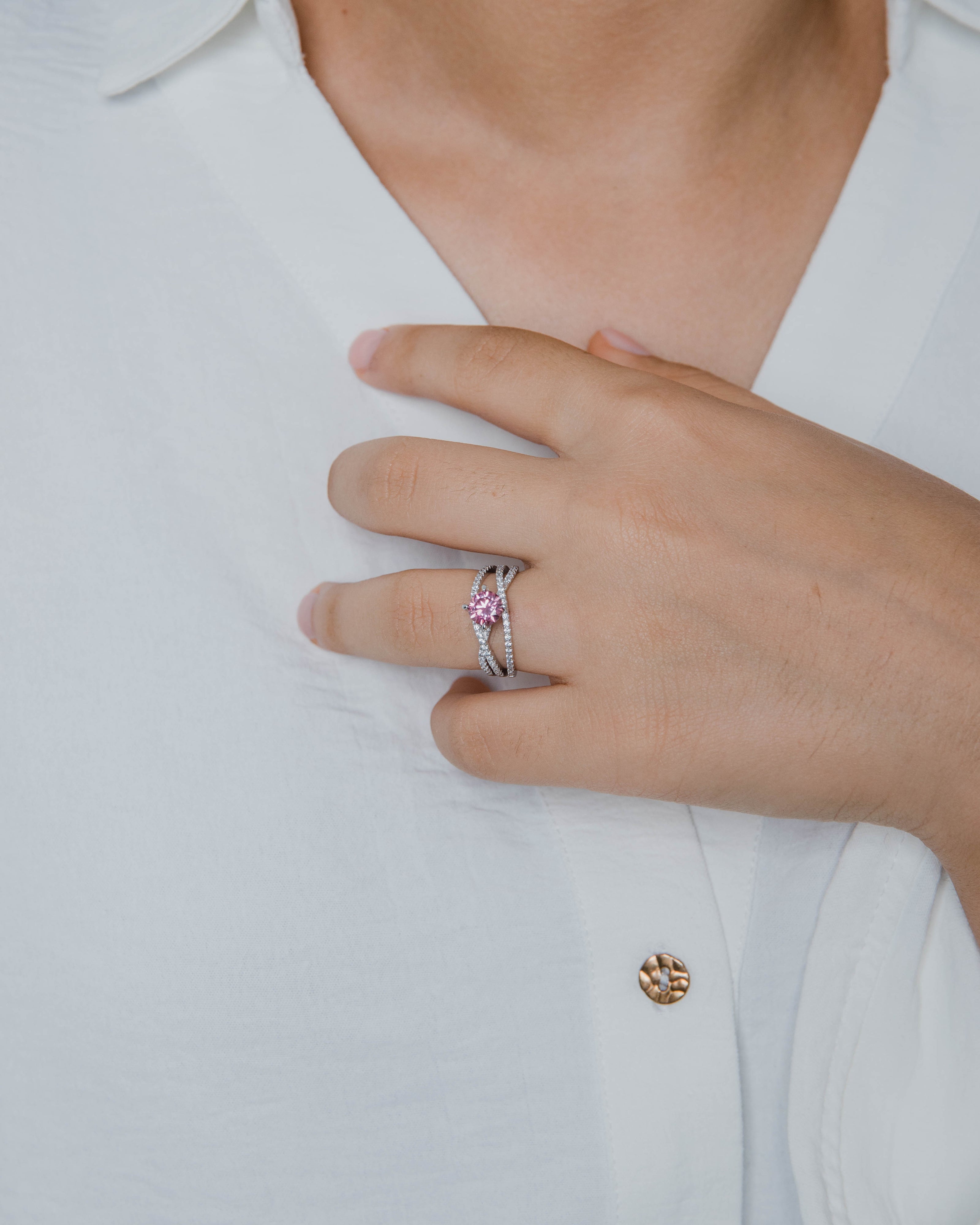 Bague Lumina Moissanite Argent Massif Rhodié