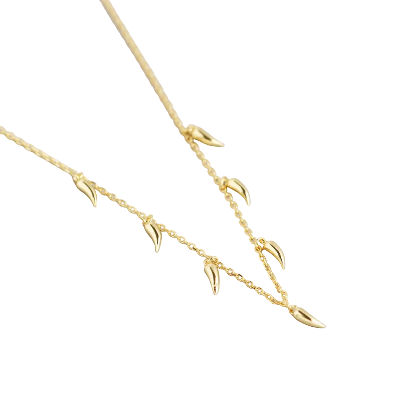Collier minimaliste ras le cou piment argent massif doré