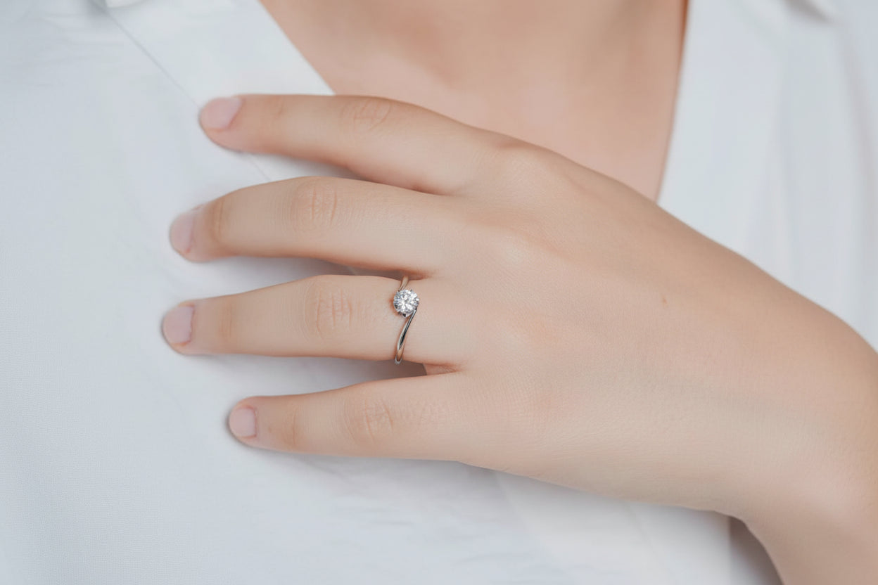 Bague Stella Moissanite Argent Massif Rhodié