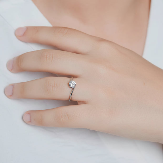 Bague Stella Moissanite Argent Massif Rhodié