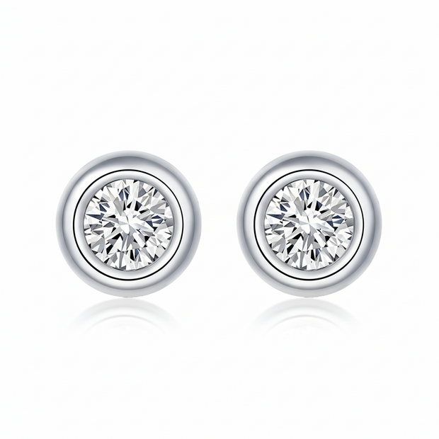 Boucles d’oreilles Moissanites serties clos Argent Massif Rhodié