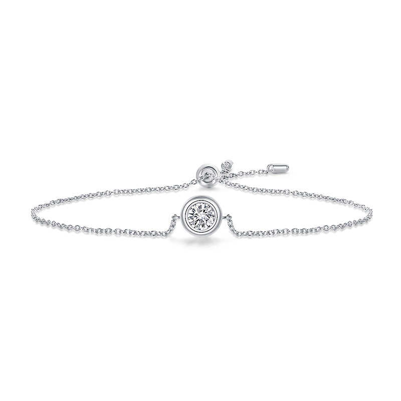 Bracelet Moissanite sertie clos Argent Massif Rhodié