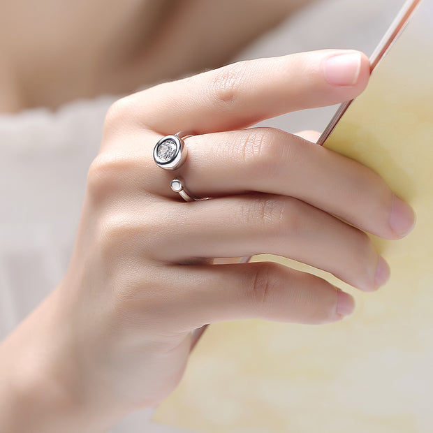 Bague Moissanite sertie clos Argent Massif Rhodié