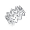 Bague double zigzag Moissanites Argent Massif Rhodié
