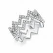 Bague double zigzag Moissanites Argent Massif Rhodié