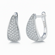 Boucles d'oreilles Créoles Gouttes Moissanites Argent Massif Rhodié