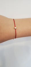 Bracelet Hédi cordon rouge moissanite argent massif doré à l'or fin