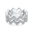 Bague double zigzag Moissanites Argent Massif Rhodié