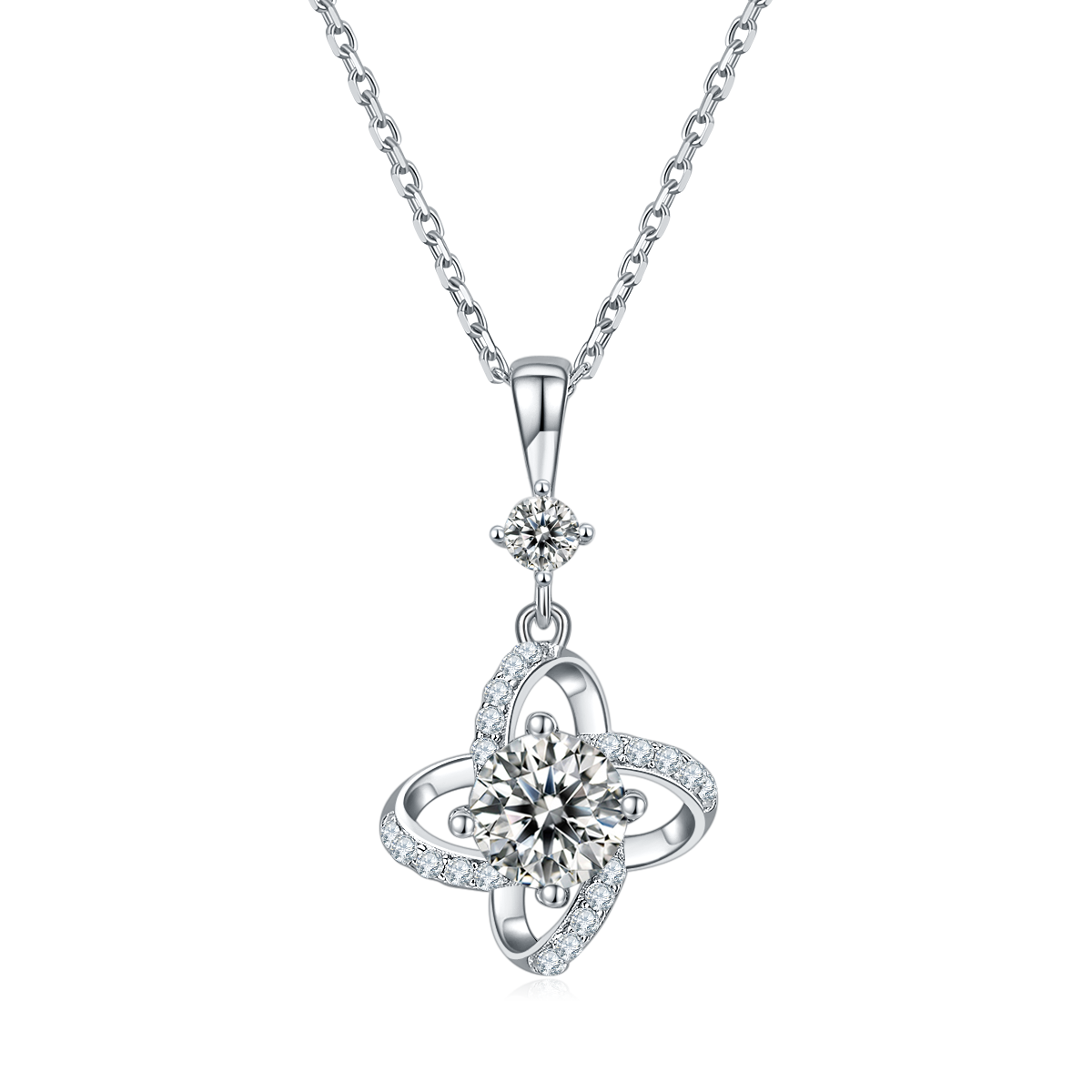 Collier Galaxy Moissanites Argent Massif 925 Rhodié