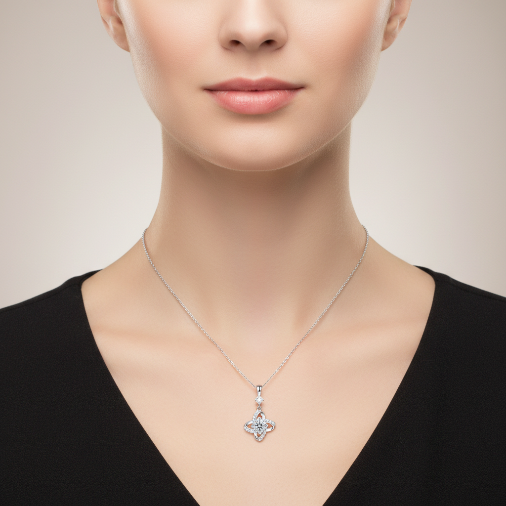 Collier Galaxy Moissanites Argent Massif 925 Rhodié