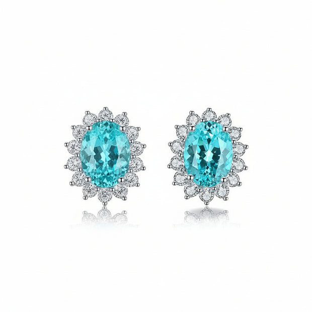 Boucles d’oreilles  Paraíba de synthèse Argent Massif Rhodié