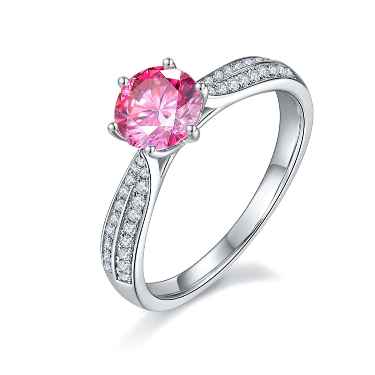 Bague Grace Moissanite Argent Massif Rhodié