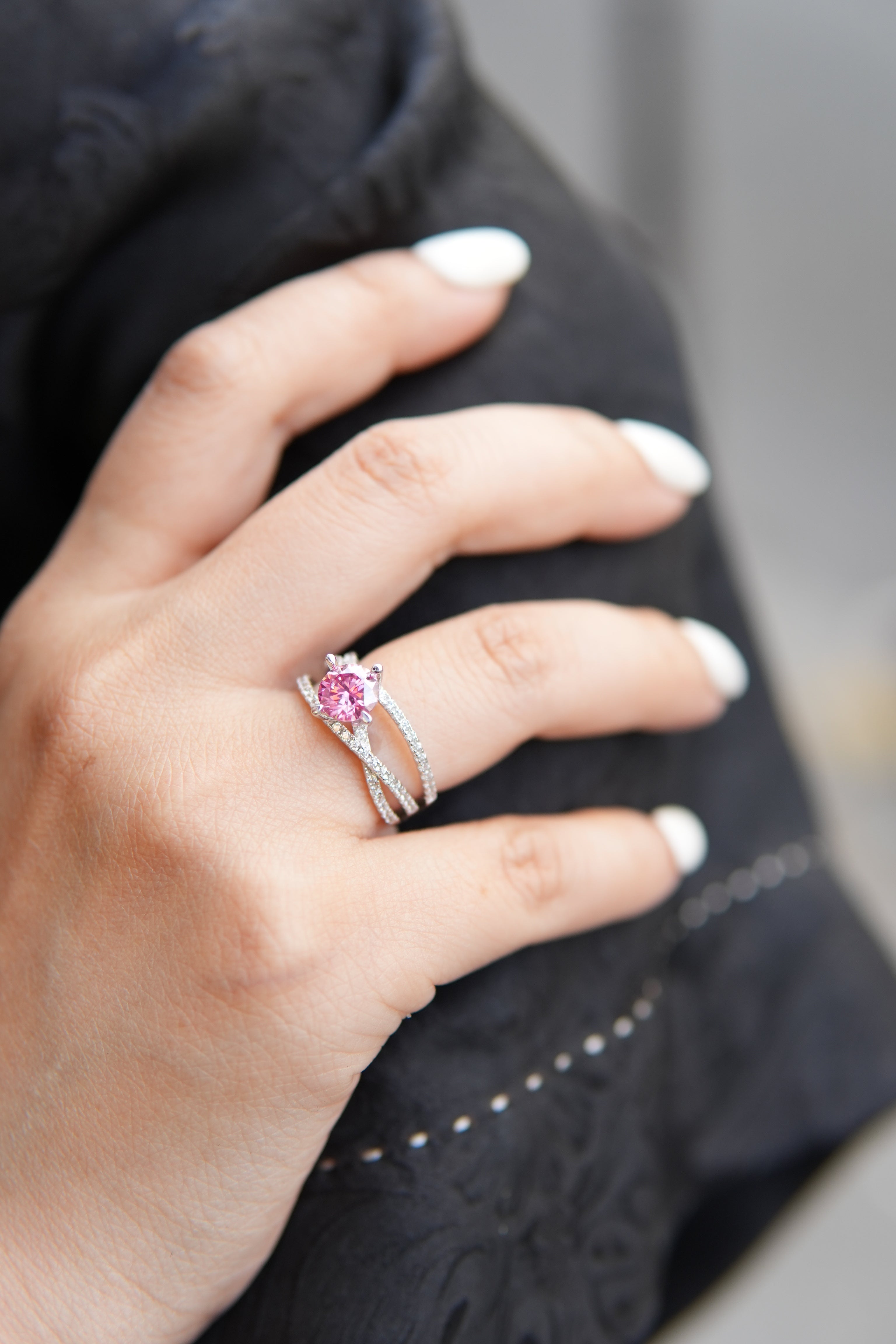 Bague Lumina Moissanite Argent Massif Rhodié