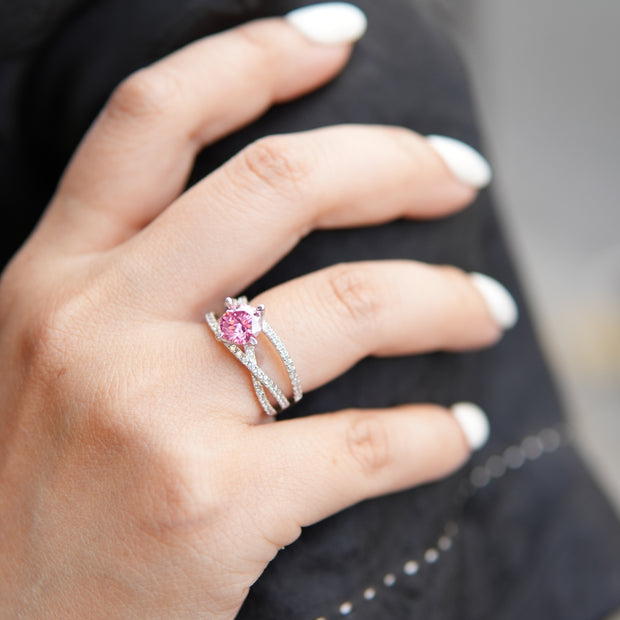 Bague Lumina Moissanite Argent Massif Rhodié