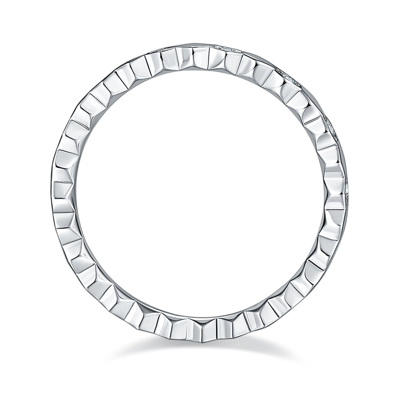 Bague Anneau géométrique Moissanites Argent Massif Rhodié