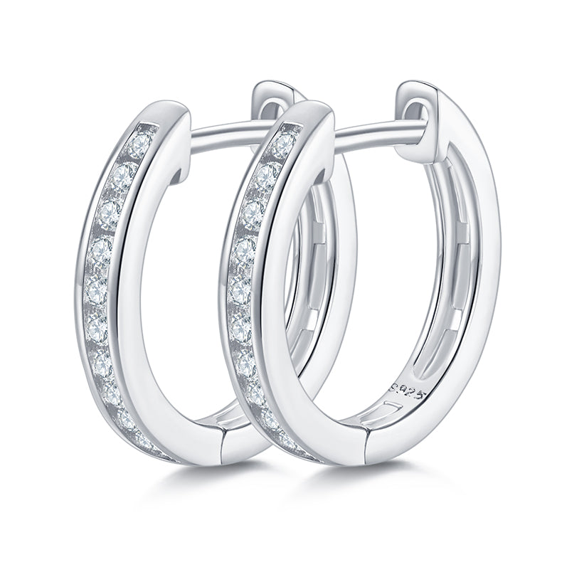 Boucles d'oreilles Créoles Moissanites Argent Massif Rhodié