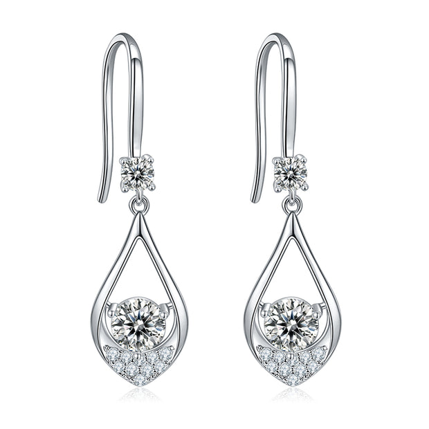 Boucles d’oreilles Mira pendantes Moissanites Argent Massif Rhodié