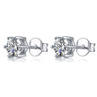 Boucles d’oreilles Solitaire Rondes Moissanites Argent Massif Rhodié 6 griffes