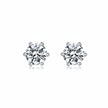 Boucles d’oreilles Solitaire Rondes Moissanites Argent Massif Rhodié 6 griffes