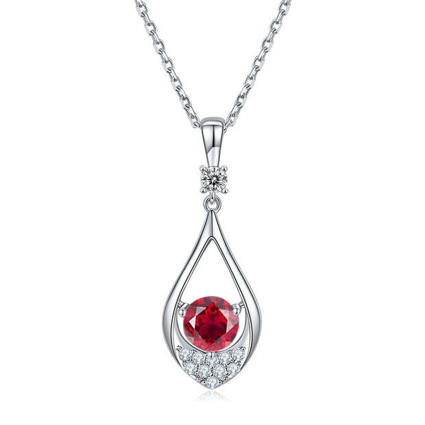 Collier Mira Rubis de synthèse et Moissanites Argent Massif Rhodié