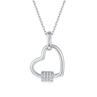 Collier Cœur Scellé Moissanites Argent Massif Rhodié