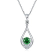 Collier Mira Emeraude de synthèse et Moissanites en Argent Massif Rhodié